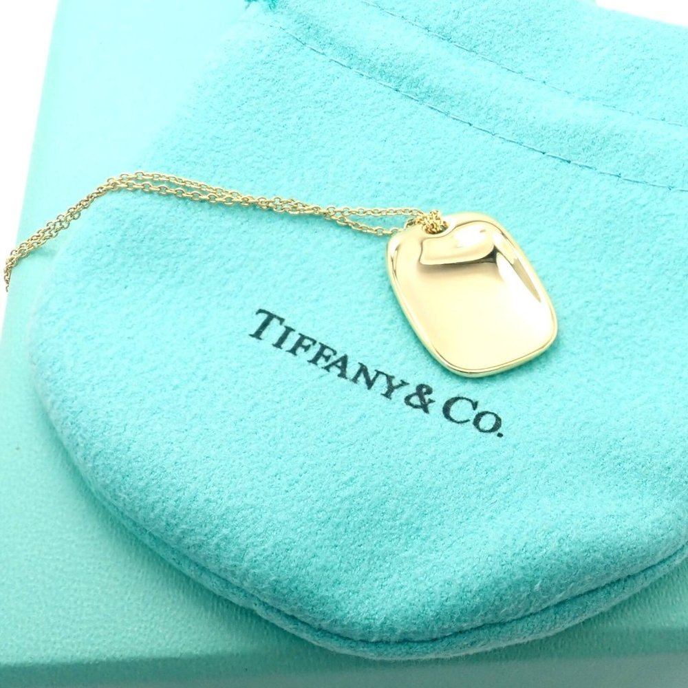 Tiffany & Co 18k Yellow Gold Rectangle Concave Disc ID Necklace - Picture 4 of 10